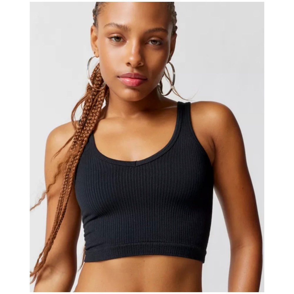 OUT FROM UNDER Round Neck Sleeveless Black Crop Top